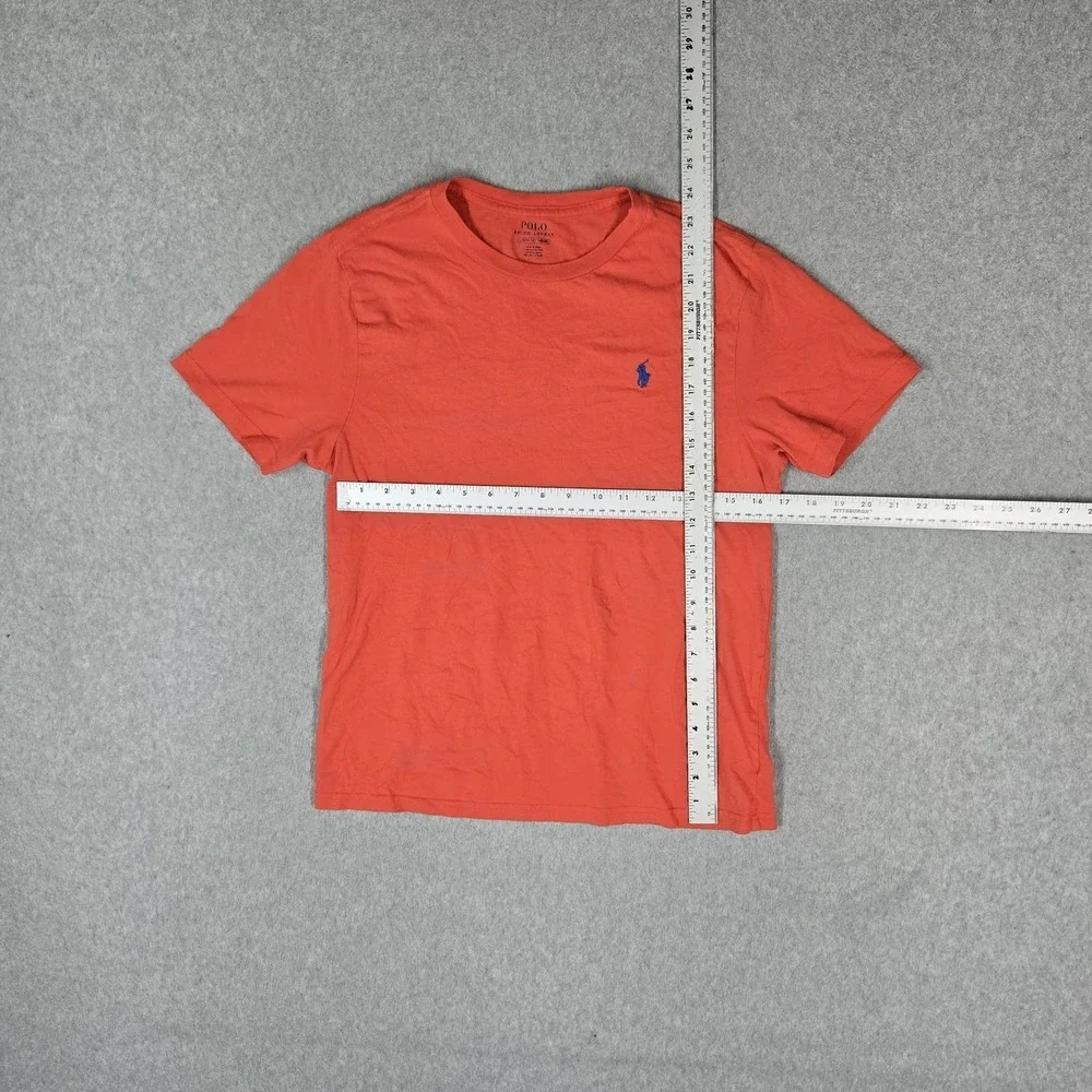 Polo Ralph Lauren Boys Shirt L/G (14-16) Orange Embroidered Logo Short Sleeve